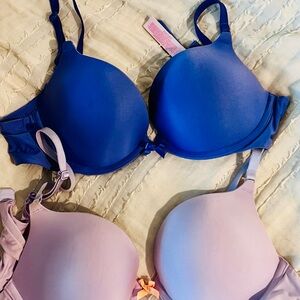 Victoria's Secret Blue and Lavender push-up, strapless Bras 34B